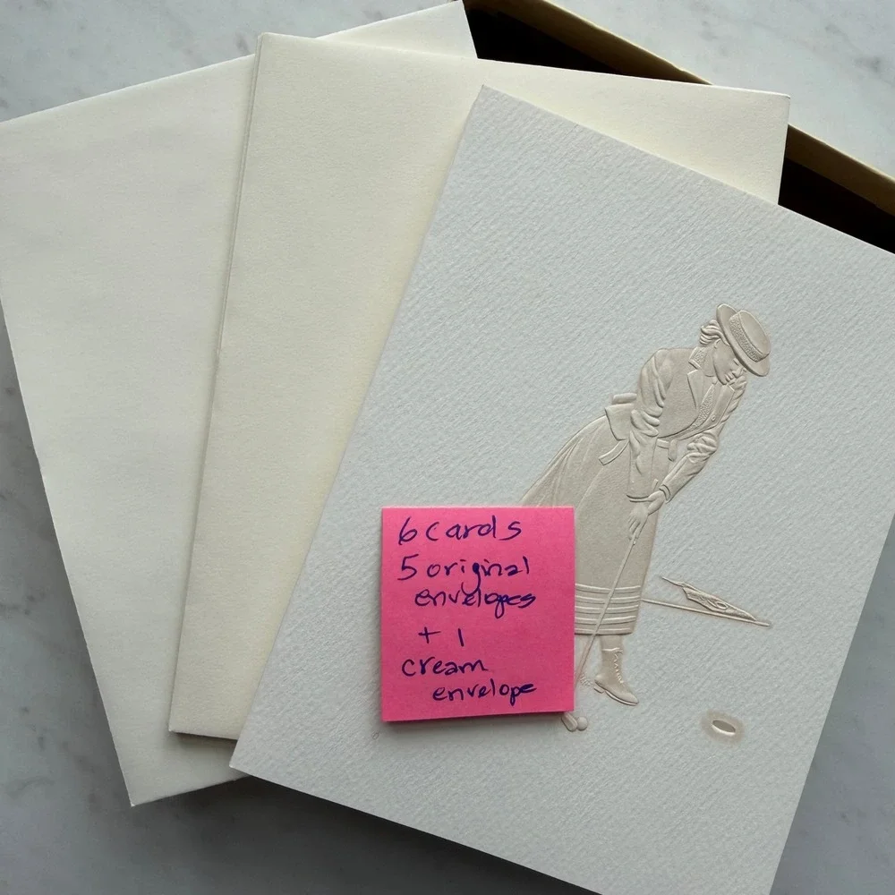 VTG Ladies Golf Stationery Two Partial Sets Two‎ Designs Embossed Letter Writing